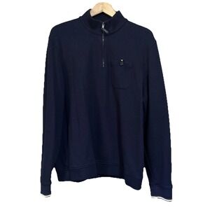TED BAKER Floss Quarter Zip Pullover Navy Blue Men's SZ 6 Modal Stretch Designer